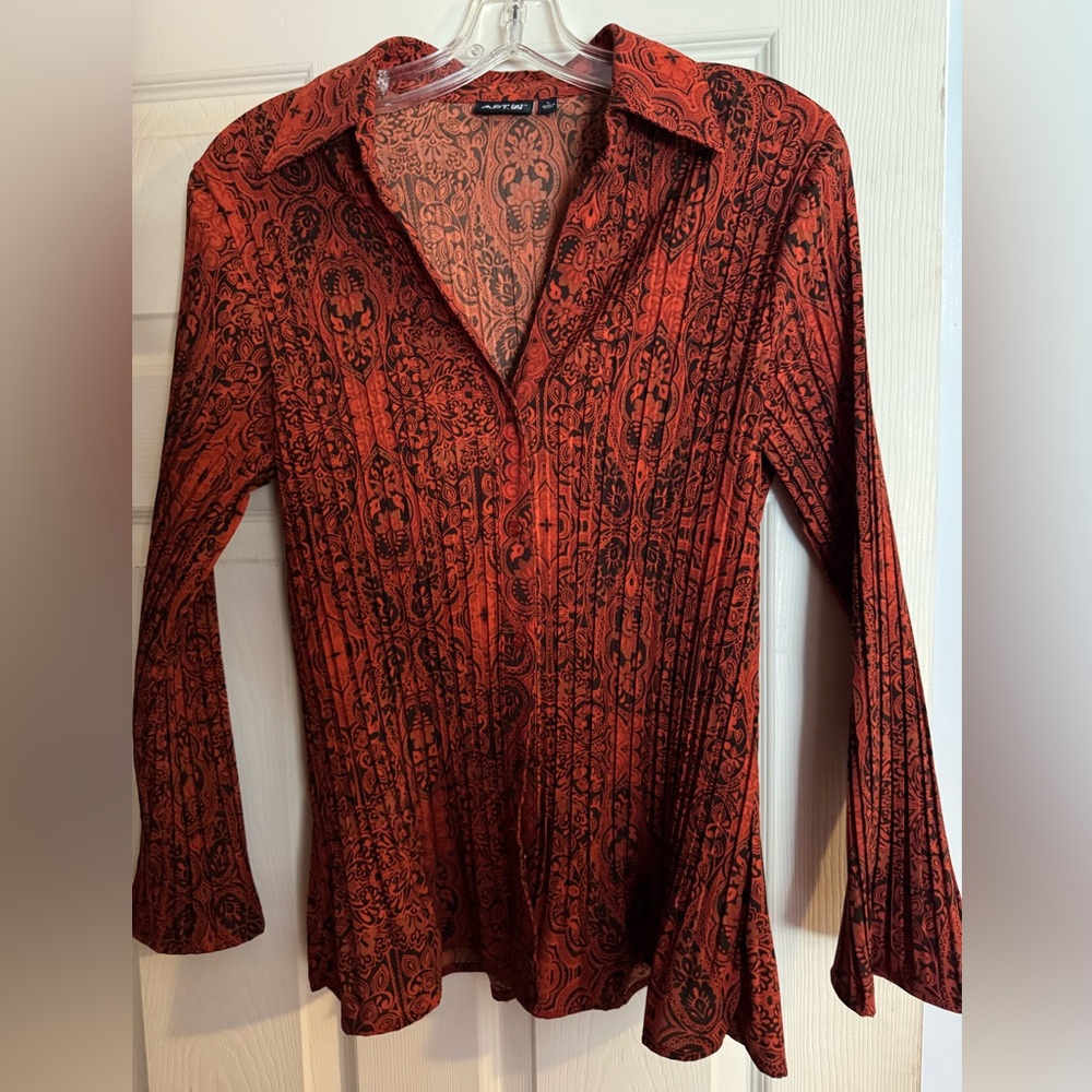 Apt. 9 burgundy and Black Button Down Shirt